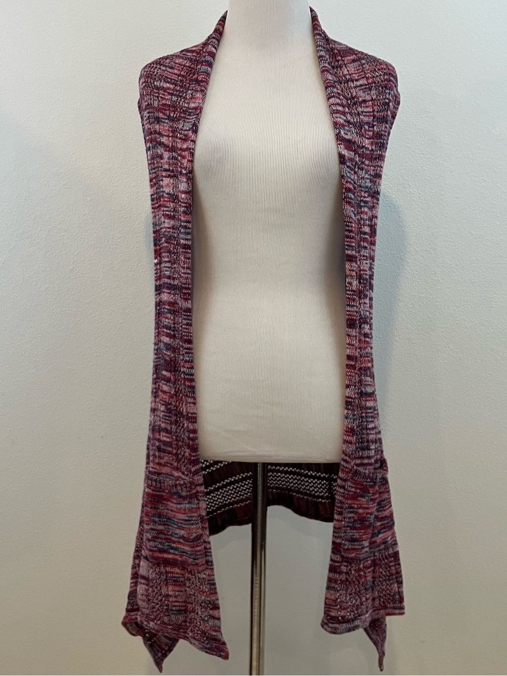 Sleeveless Open-Front Knit Cardigan Vest Sweater